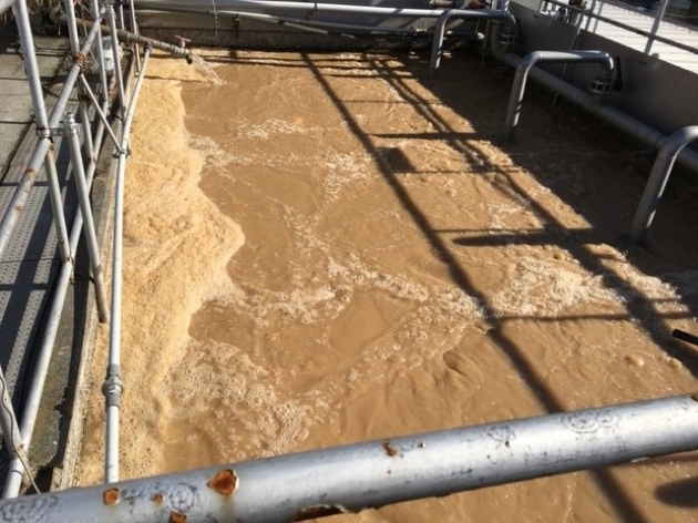 稼働後の曝気槽 消泡剤を利用しなくても安定している　